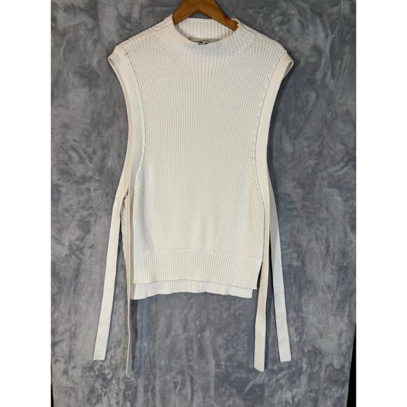 3.1 Phillip Lim Lace Up Cotton Ribbed Knit Vest M Minimalist Quiet Luxury Casual - Picture 7 of 15